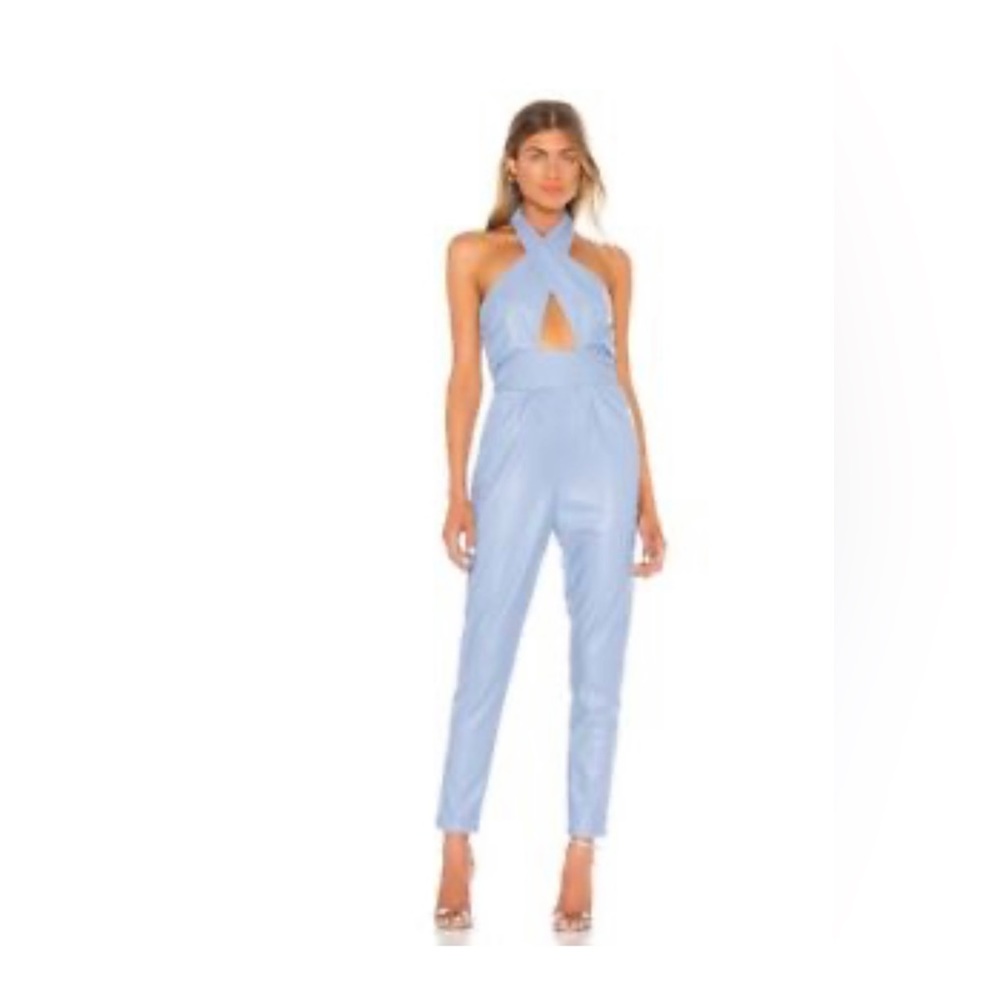 NWT- Kendall & Kylie gagablue leather jumpsuit romper - M